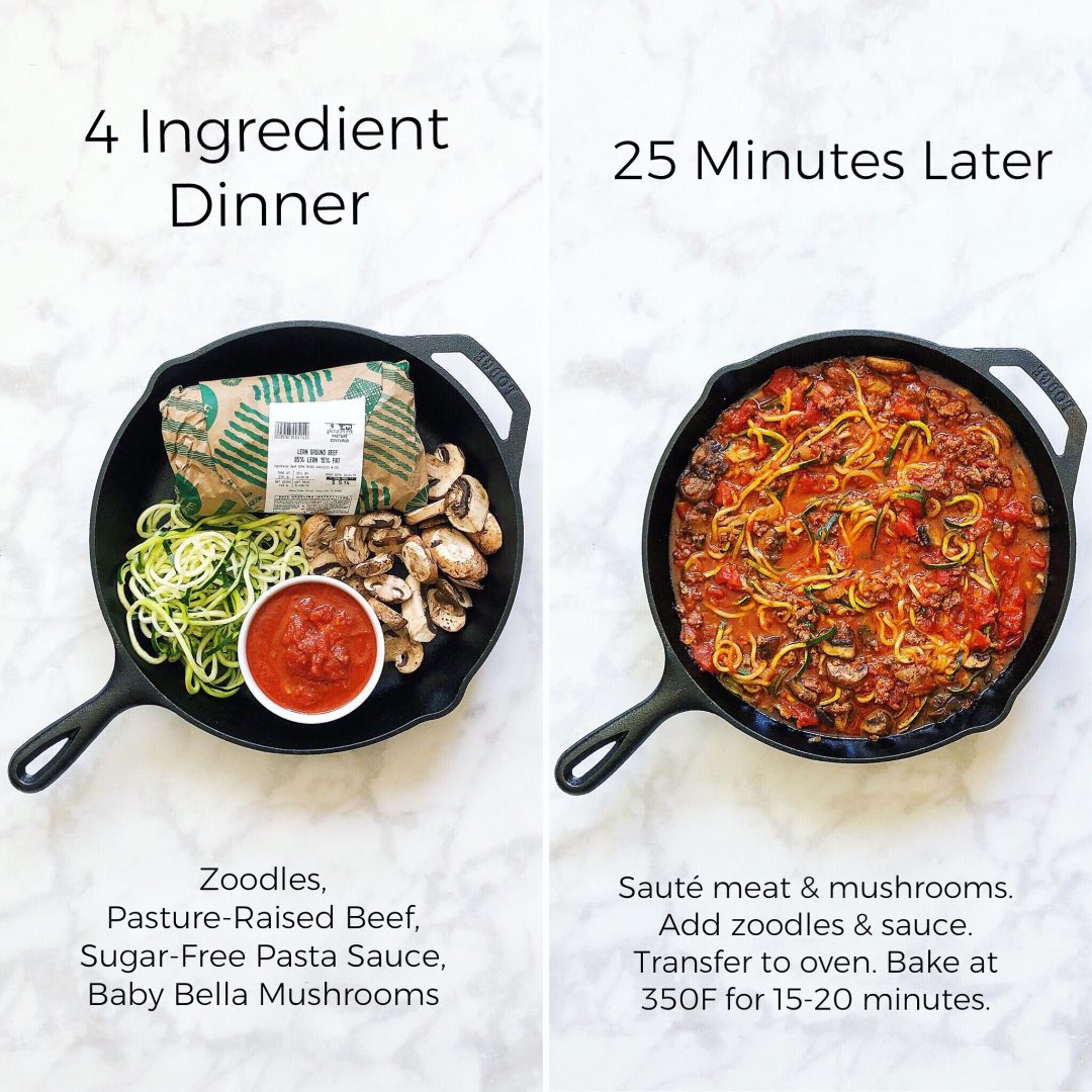 zucchini noodle bolognese before and after recipe 