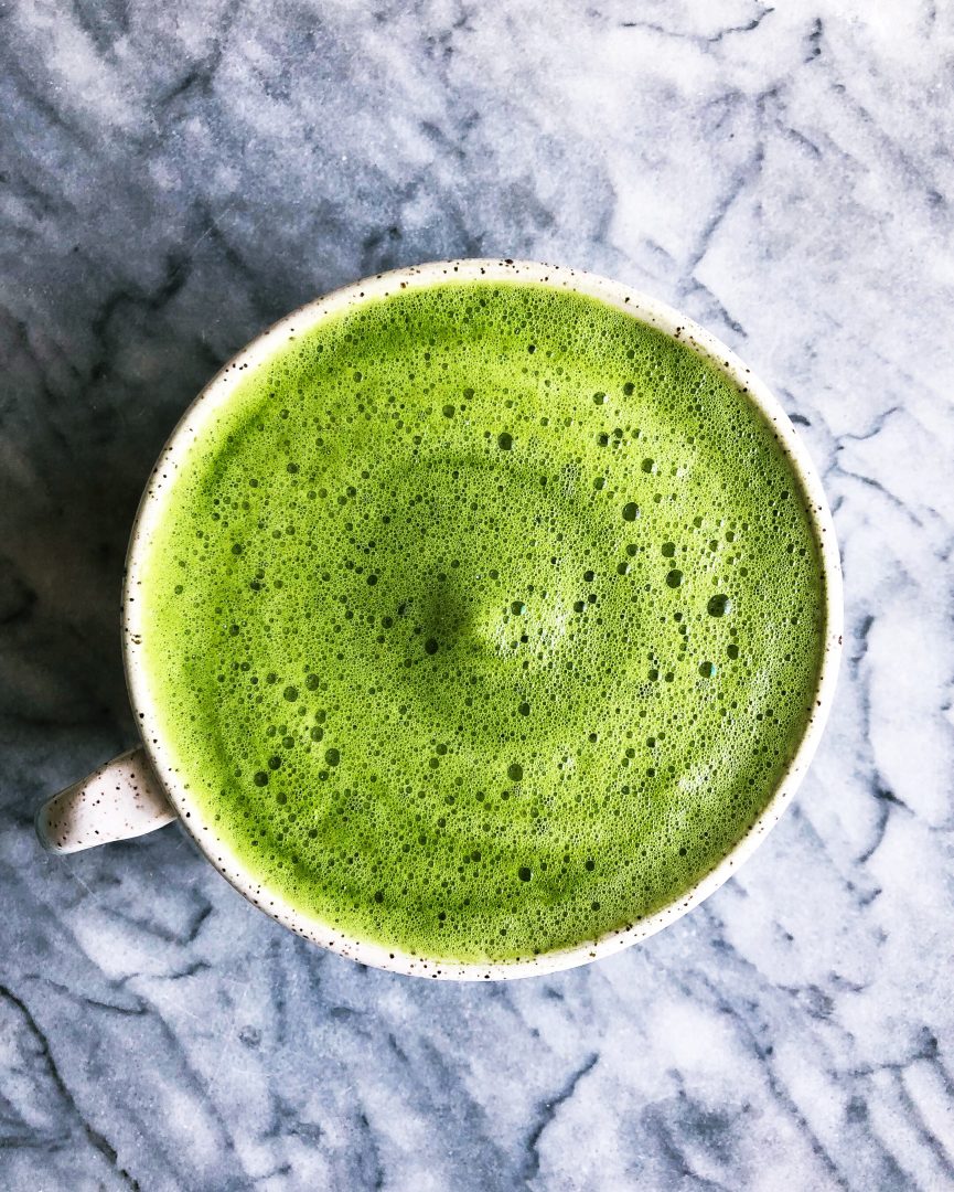 matcha latte simple marble backdrop